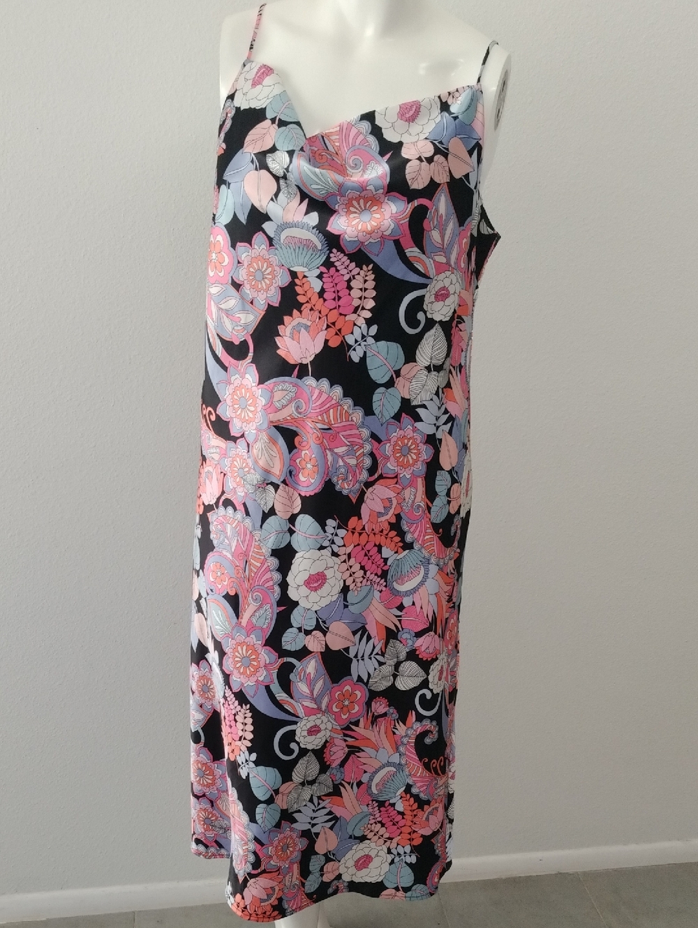 Emma & Michele Bold Boho Botanical Bliss & Paisley Print Slip Dress XL